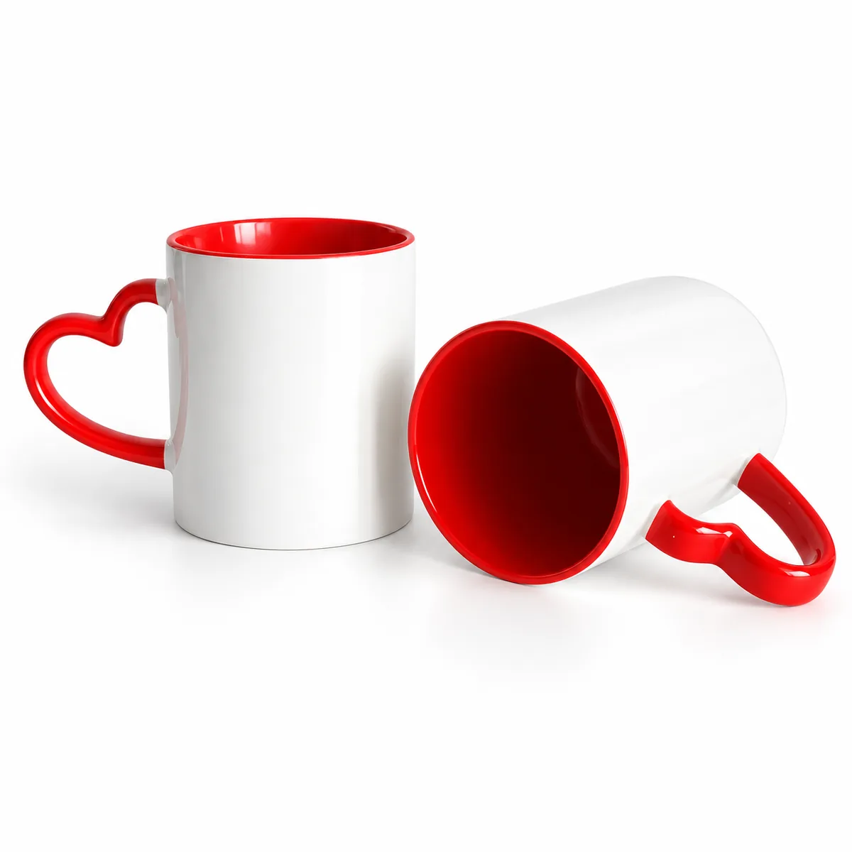 Heart Shape Red Handle Ceramic Mug - view 2